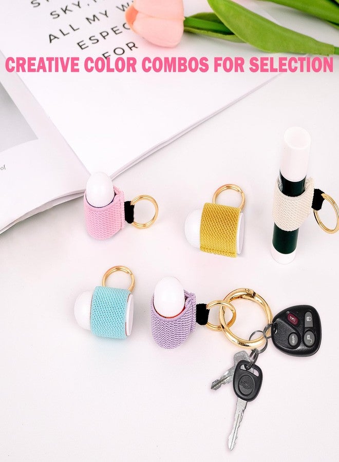 LUCKINEE 4PCS Lip balm Holder Keychain Bulk Lip Gloss Holder Key chain Lipstick Holder KeyChian Mini Lip Balm Holder Compatible with ChapStick, Summer Fridays - Image 5